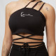 Karl Kani Γυναικείο μπλουζάκι Small Signature Crop Laced One Shoulder Top